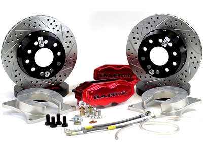 Baer 4302483FR 11" SS4+ Dp Stg Brake Kit Rear Fire Red, GM Small Flange 10/12 bolt With C-Clip Elimi