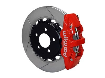 Wilwood 140-10943-R AERO4 Rear 14" Brake Kit Red Slotted 1967-1992 GM 12-Bolt 2.81 Offset w/C-Clips