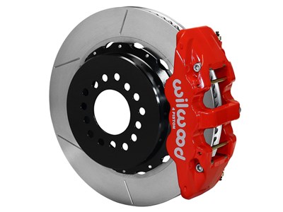 Wilwood 140-10945-R AERO4 14" Rear Big Brake Kit, Slotted, Red, GM 12-Bolt Special W/2.81 Offset