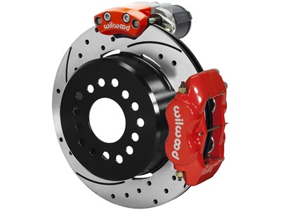 Wilwood 140-15843-DR Dynalite EPB 12" Rear Brake Kit, Red, Drilled, Ford Big New Style Flange Axle