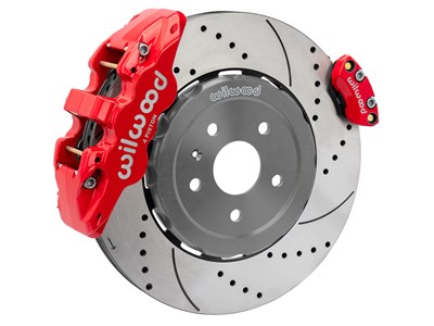 Wilwood 140-17009-DR AERO4 with EPB Rear 15" Big Brake Kit, Red, Drilled, for 2020-up Corvette C8
