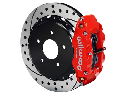 Wilwood 140-9216-DR SL4R Rear 13" Brake Kit Red Drilled, Ford Small Flange W/2.66 Offset