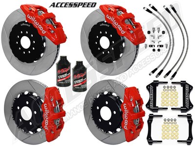 Wilwood AERO6 14" Front & SL4R 13" Rear Big Brakes, Red, Slotted, Lines & Fluid 2001-2006 BMW M3