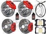 Wilwood SL6R Front 13" 1-Pc & Dynapro Rear 11" Brakes Red Slotted Lines, Fluid, 1962-72 CDP 2.50 O/S / 