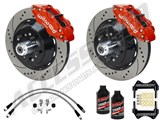 Wilwood SL6R Front 14" Big Brake Kit & 2" Drop Spindle Combo, Red, Drilled, 1964-1974 GM A/F/X Body / 