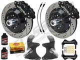 Wilwood SL6R Front 14" Big Brake Kit & 2" Drop Spindle Combo, Black Drilled, 1964-1974 GM A/F/X Body / 
