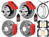 Wilwood Dynalite Front & Dynapro Rear 11" Big Brake Kit, Red, Lines, Fluid 64-65 Mustang 6-Cyl / 