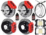 Wilwood Dynalite Front & Dynapro Rear 11" Brakes, Red, Drilled, Lines, Fluid 1964-66 Mustang 6-Cyl / Wilwood Front & Rear Mustang Big Brake Kit