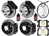 Wilwood Dynalite Front & Dynapro Rear 11" Brakes, Black, Drilled, Lines, Fluid 1964-66 Mustang 6-Cyl / Wilwood Front & Rear Mustang Big Brake Kit