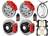 Wilwood Dynapro Front & Rear 12" Brakes, Red, Drilled, Lines, Fluid, 2.66" O/S, 1970-73 Mustang / 
