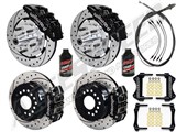 Wilwood Dynapro Front & Rear 12" Brakes, Black, Drilled, Lines, Fluid, 2.50" O/S, 1970-1973 Mustang / 