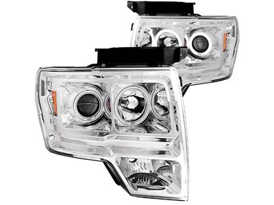 Anzo USA 111162 Halo LED Chrome CCFL Projector Headlights 2009-2014 Ford F-150