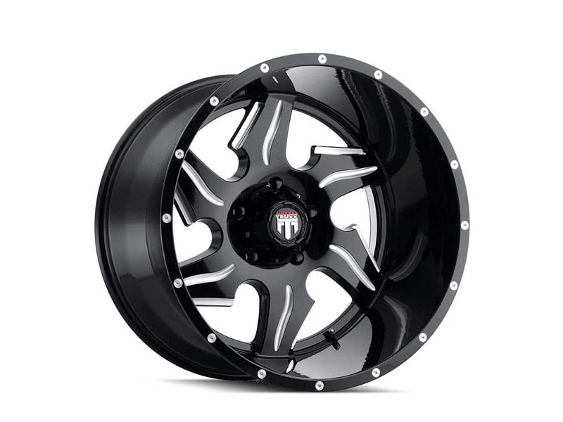 American Truxx AT163-22483M-76 Ninja AT163 Gloss Black Milled 22X14 6-139.7 -76MM 106.1MM Wheel