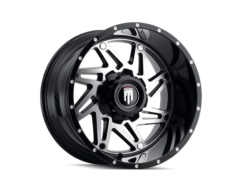 American Truxx AT165-2152BM-24 Warrior AT165 Gloss Black Machined 20X10 5-127 -24MM 78.1MM Wheel