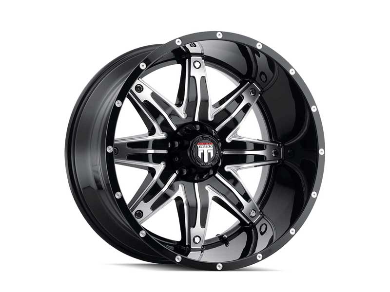 American Truxx AT185-22281BM-44 Lonestar AT185 Gloss Black Machined 22X12 8-165.1 -44MM Wheel