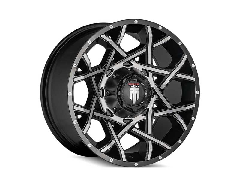 American Truxx AT1901-2281BM-44 Gridlock AT1901 Gloss Black Machined 20X12 8-165.1 -44MM Wheel