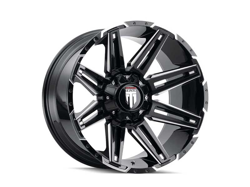 American Truxx AT1903-22270M-44 Boom AT1903 Gloss Black Milled 22X12 8-170 -44MM 125.2MM Wheel