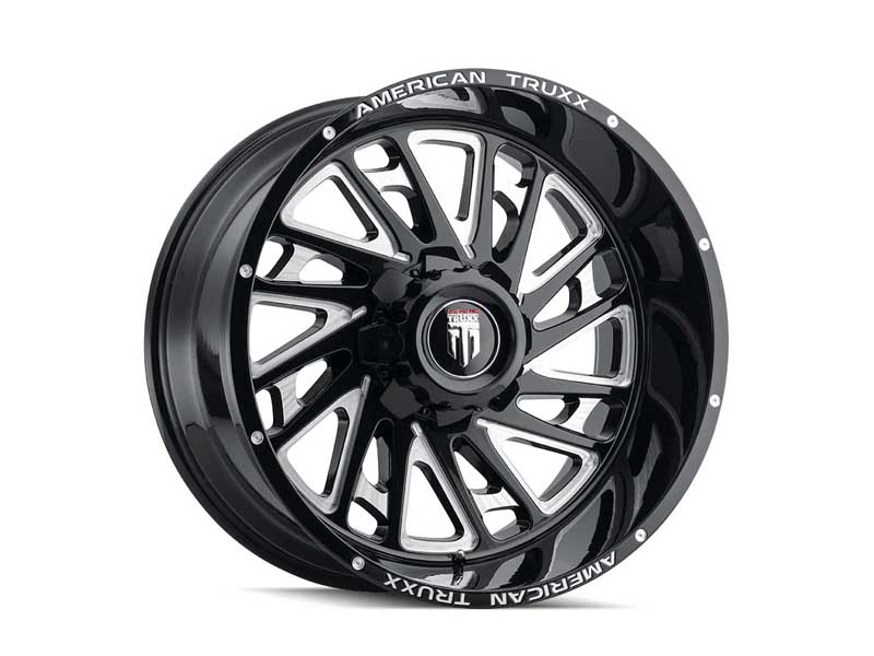 American Truxx AT1905-24470M-76 Blade AT1905 Gloss Black Milled 24X14 8-170 -76MM 125.2MM Wheel