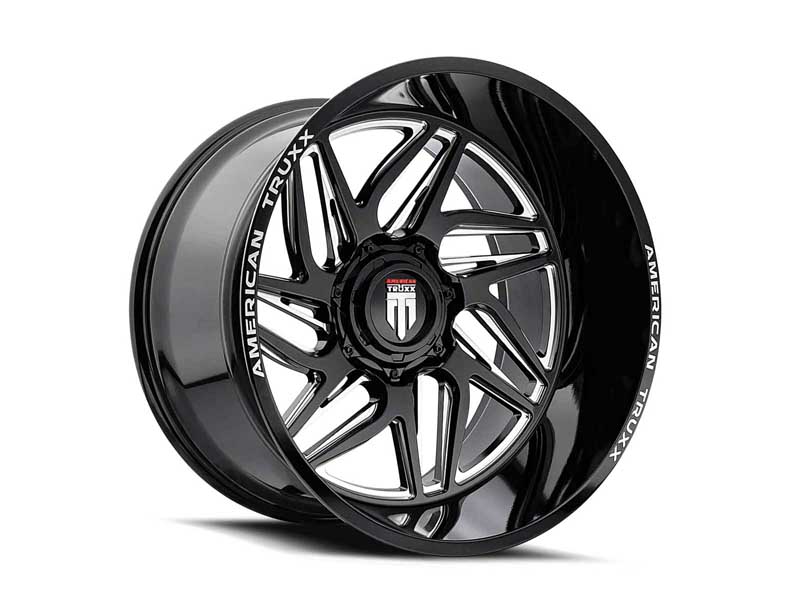 American Truxx AT1917-24470M Goliath AT1917 Gloss Black Milled 24X14 8-170 -76MM 125.2MM Wheel