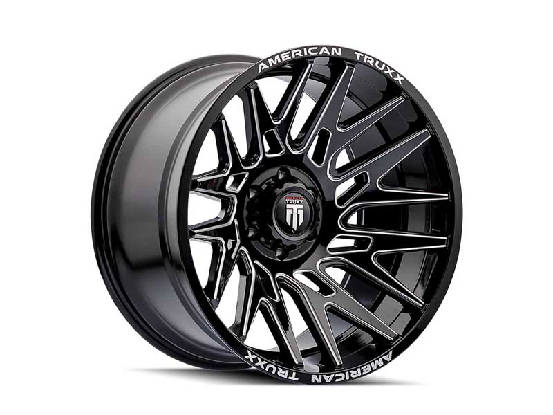 American Truxx AT1919-22270BM Evolution AT1919 Gloss Black Milled 22X12 8-170 -44MM 125.2MM Wheel AT
