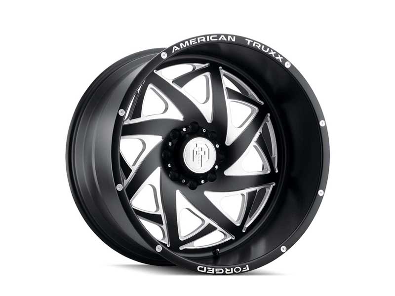 American Truxx ATF1910-22281-44M Forged Kronos ATF1910 Matte Black Milled 22X12 8-165.1 -44MM Wheel