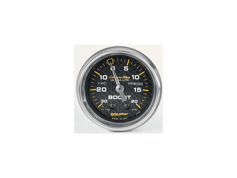 AutoMeter 4703 Carbon Fiber 2-1/16" Mechanical 30 In. Hg. / 20 PSI Boost / Vacuum Gauge