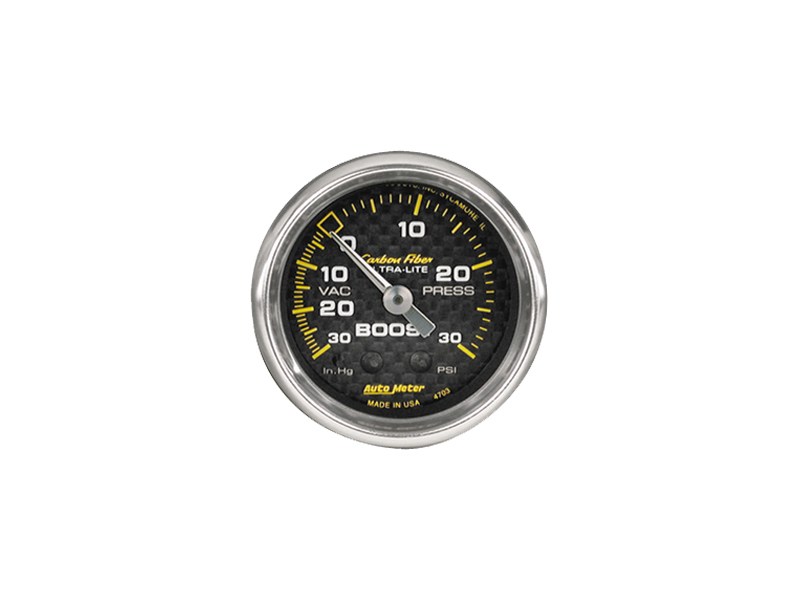 AutoMeter 4703 Carbon Fiber 2-1/16" Mechanical 30 In. Hg. / 30 PSI Boost / Vacuum Gauge