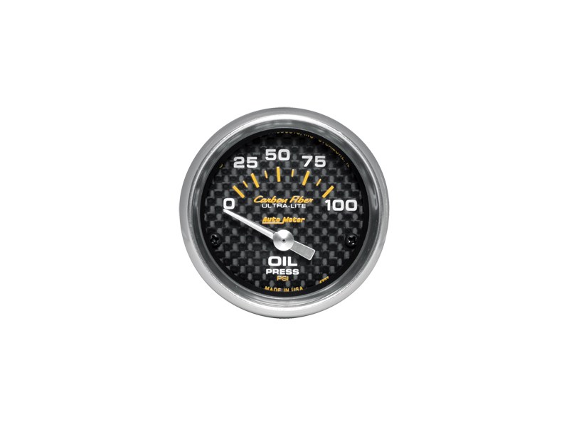 AutoMeter Carbon Fiber 4727 Oil Pressure 2-1/16" 0-100PSI Gauge
