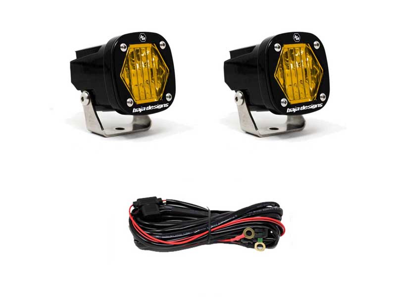 Baja Designs 387815 S1 Baja Amber Wide Cornering LED Light with Mounting Bracket Pair