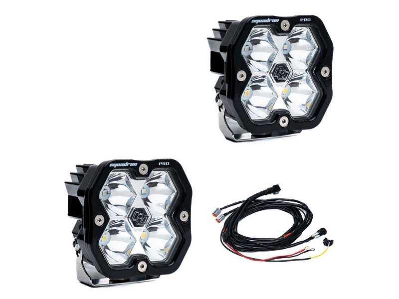 Baja Designs 49-7801-2 Squadron 2.0 Pro Black LED Auxiliary Light Pod Pair Universal Clear Spot