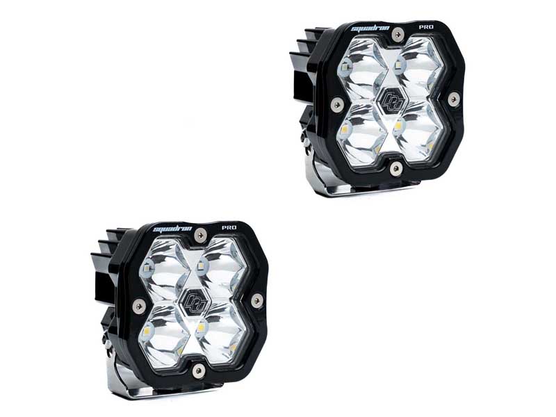 Baja Designs 49-7801-2NH Squadron 2.0 Pro Black LED Auxiliary Light Pod Pair Clear Spot