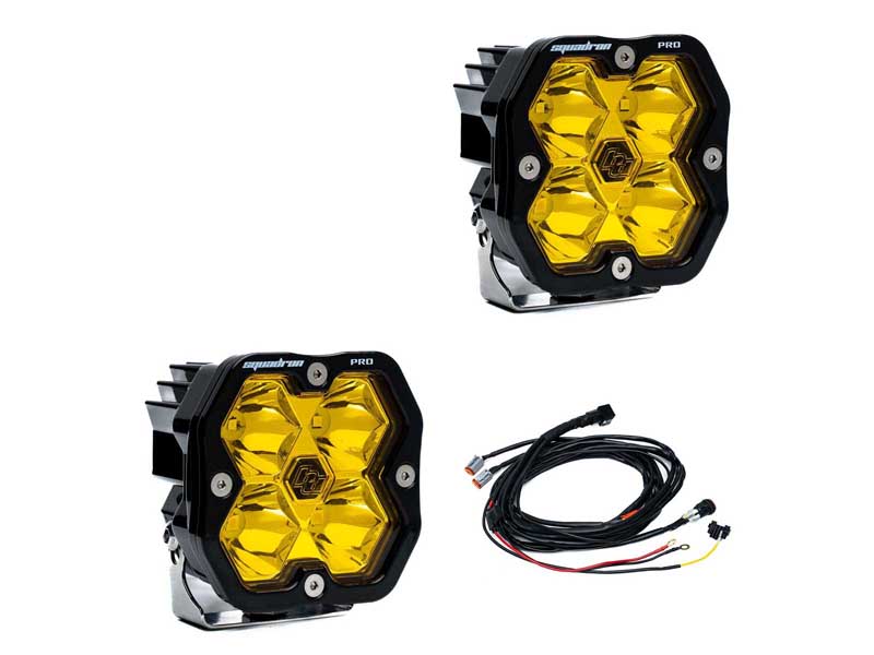 Baja Designs 49-7811-2 Squadron 2.0 Pro Black LED Auxiliary Light Pod Pair Universal Baja Amber Spot