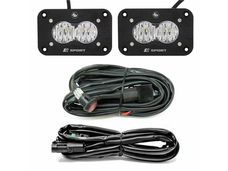 Baja Designs 547807 LED Work Light Clear Lens Wide Cornering Pattern Flush Mount Kit S2 Sport