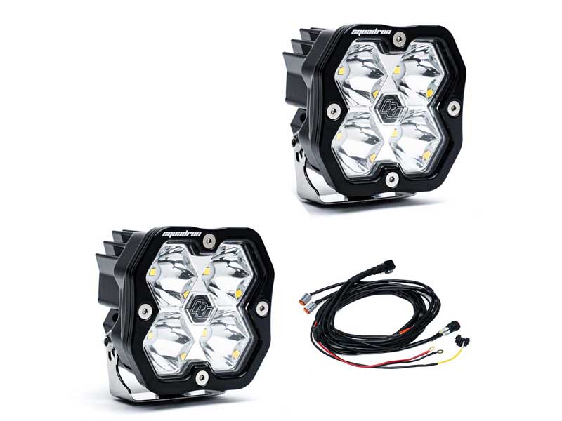 Baja Designs 55-7801-2 Squadron 2.0 Sport Black LED Auxiliary Light Pod Pair Universal Clear Spot