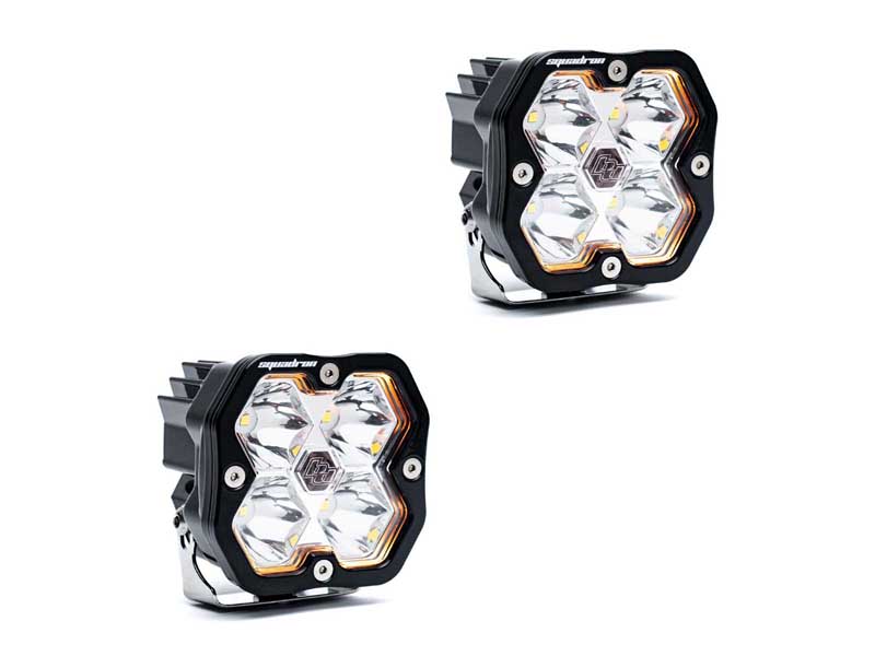 Baja Designs 55-7801-2NH Squadron 2.0 Sport Black LED Auxiliary Light Pod Pair Clear Spot