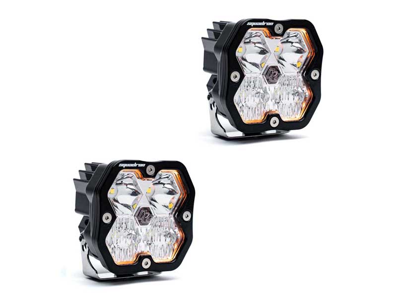 Baja Designs 55-7803-2NH Squadron 2.0 Sport Black LED Auxiliary Light Pod Pair Clear Driving/Combo