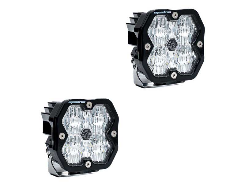 Baja Designs 55-7805-2NH Squadron 2.0 Sport Black LED Auxiliary Light Pod Pair Clear Wide Cornering