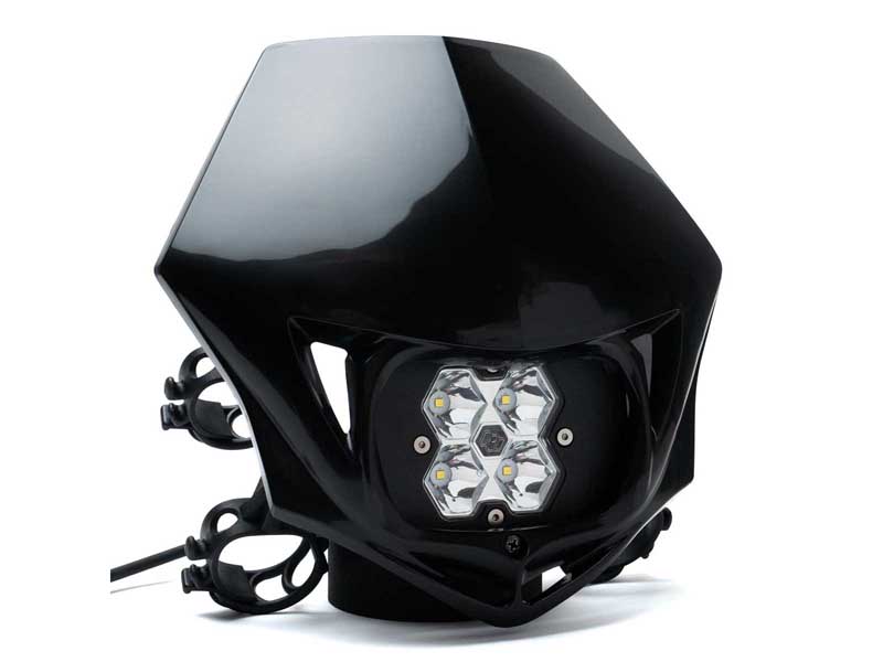 Baja Designs 84-7000-BKAC Squadron 2.0 Sport Motorcycle A/C LED Headlight w/Shell Black Spot Clear