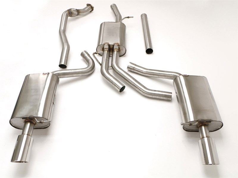 BBE FPIM-0502 Cat-Back Exhaust 3-1/2" Twin Round Double-Wall Tips for 2005-2008 Audi A4 B7 Tiptronic