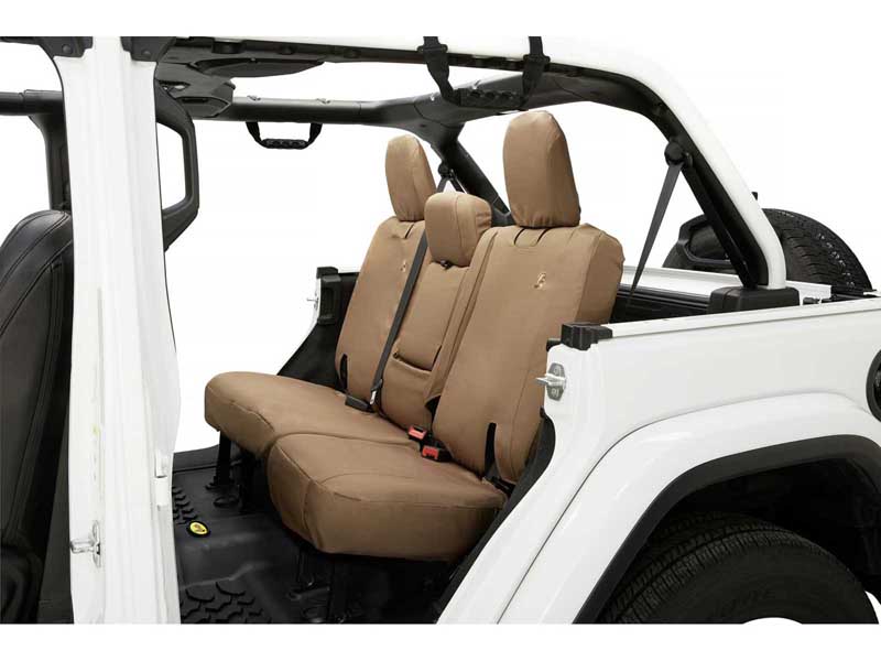 Bestop 29291-04 Seat Covers For 2018-2023 Wrangler JL 4-Dr Rear W/ Fold Down Arm RestTan