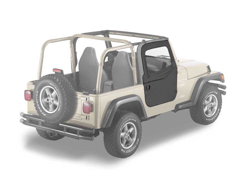 Bestop 51789-15 Full 2-Piece Fabric-Doors For 1997-2006 Wrangler TJ Clear Vinyl Black Fabric Pair