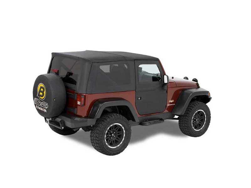 Bestop 51798-17 Full 2-Piece Fabric-Doors For 2007-2018 Wrangler JK Clear Vinyl Front Black Pair