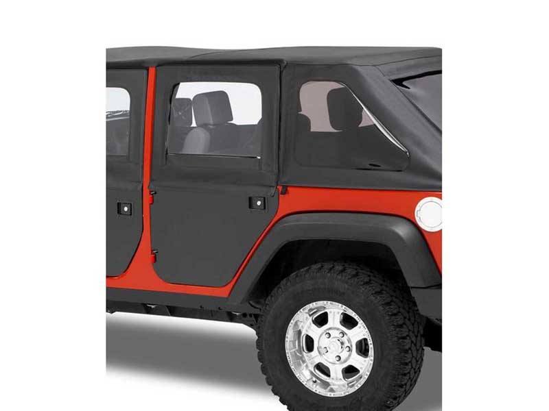 Bestop 51799-17 Full 2-Piece Fabric-Doors For 2007-2018 Wrangler JK Clear Vinyl Rear Black Pair