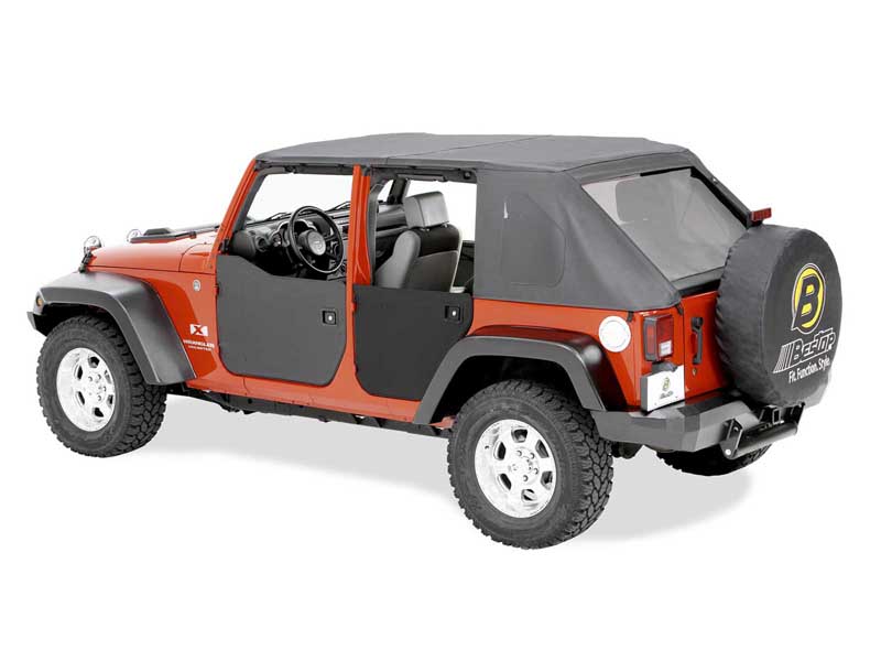 Bestop 53041-35 Lower Fabric Half Doors For Jeep 2007-2018 Wrangler JK 4 Door Black Diamond