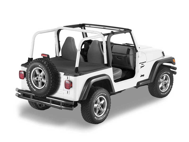 Bestop 90018-15 Cargo Deck Covers For 92-95 Wrangler YJ OE Soft Top Bows Fold Down No Channels Black