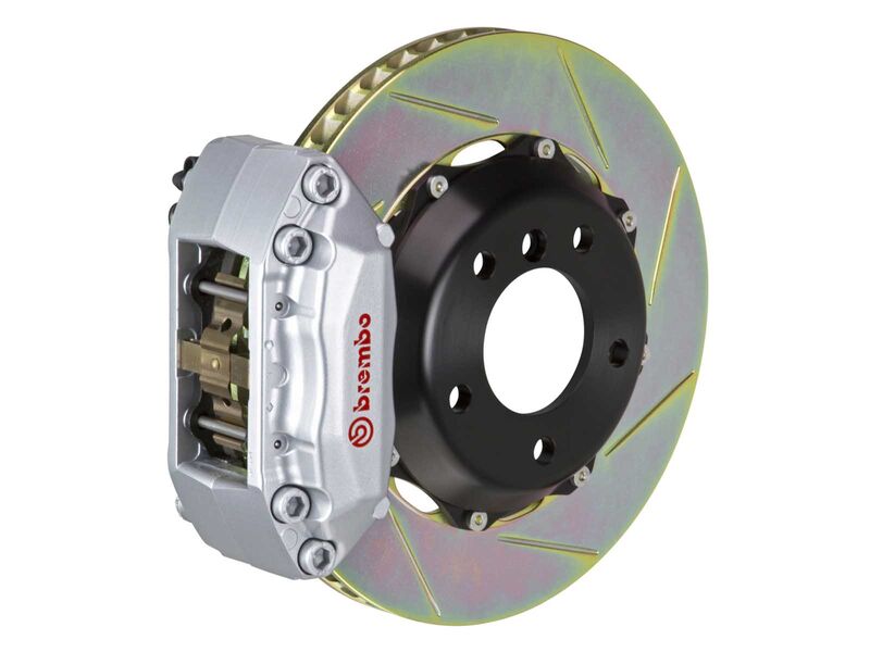 Brembo 1A2.6007A3 GT Silver 4-Piston Front Big Brake Kit 328mm TY1 Slotted for 1999-2006 Audi TT 8N