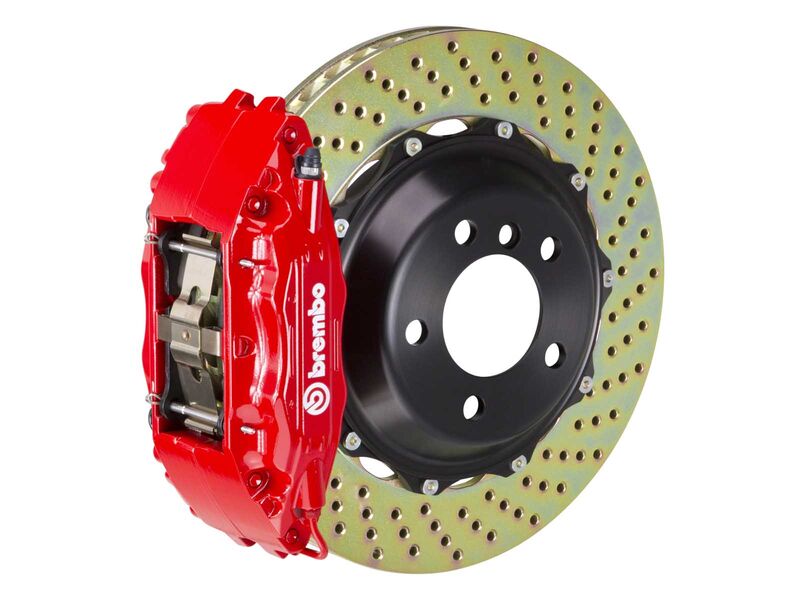 Brembo 1B1.7007A2 GT Red 4-Piston Front Big Brake Kit 332mm Drilled for 1991-2007 Lexus LS/SC/GS