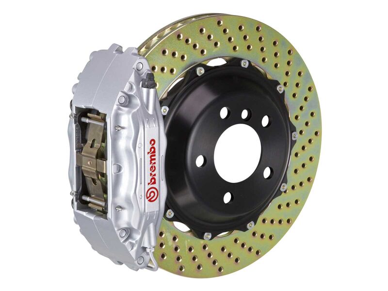 Brembo 1B1.7012A3 GT Silver 4-Piston Front Big Brake Kit 332mm Drilled for 1995-1998 Nissan 240SX