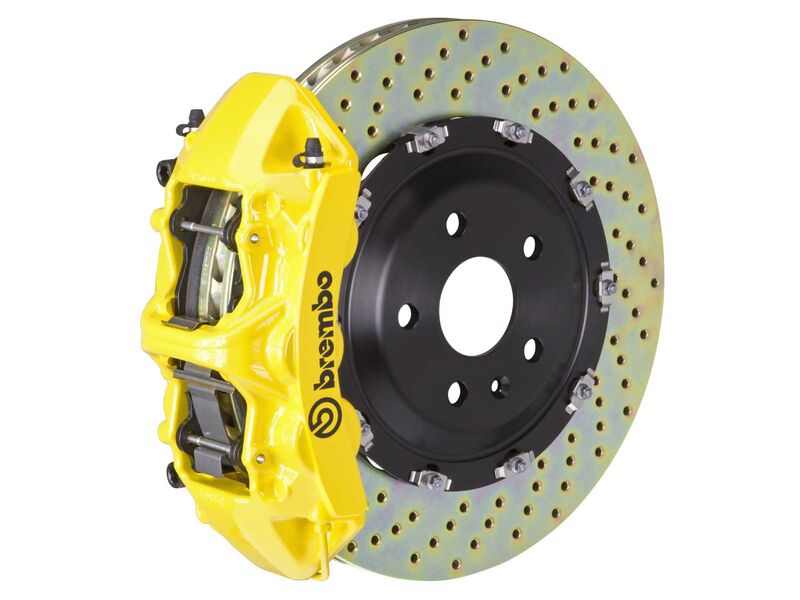 Brembo 1N1.9523A5 GT Yellow 6-Piston Front Big Brake Kit 405mm Drilled for 2011-2018 Cayenne