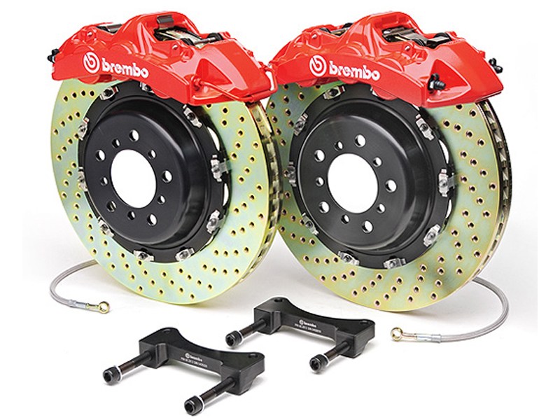 Brembo 1N4.8001A GT Front Brake Kit 6-Piston 14" X-Drilled Zinc Rotors 2010 2011 2012 2013 Camaro V6